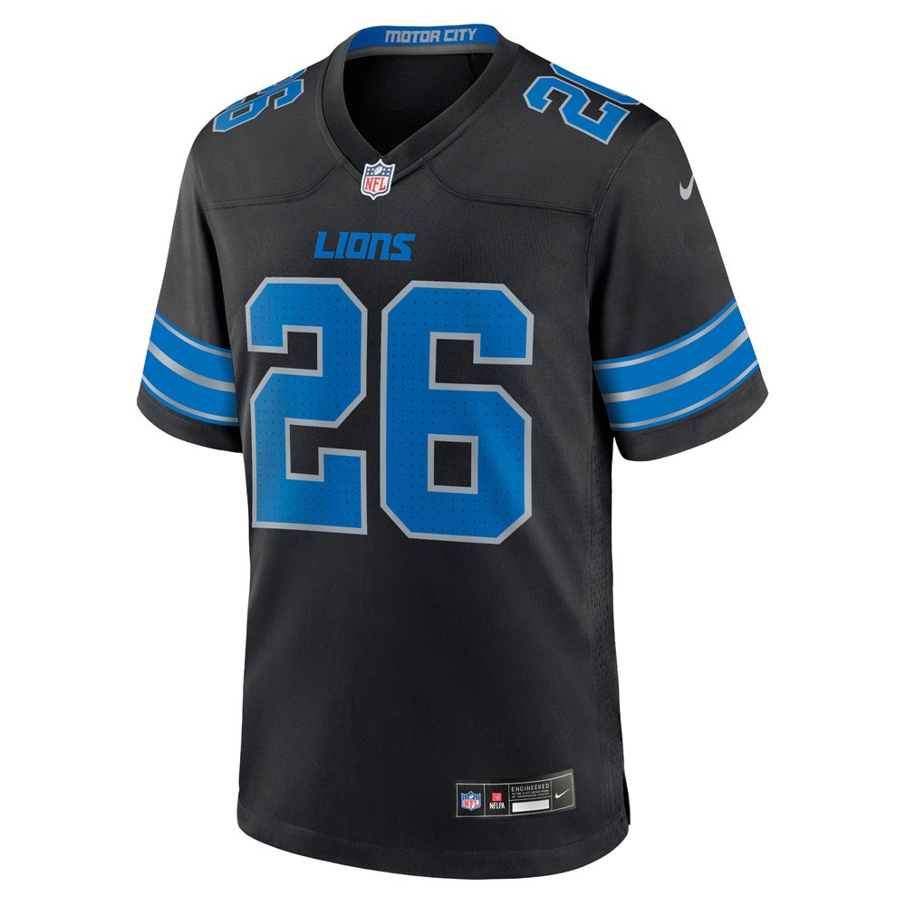 Men's Detroit Lions #26 Jahmyr Gibbs Black 2nd Alternate Game Jersey