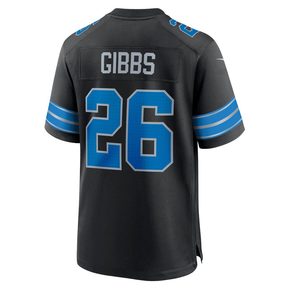 Men's Detroit Lions #26 Jahmyr Gibbs Black 2nd Alternate Game Jersey