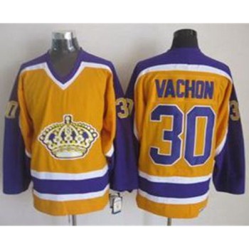 Kings #30 Rogie Vachon Yellow CCM Throwback Stitched NHL Jersey Kings #30 Rogie Vachon Yellow CCM Throwback Stitched NHL Jersey