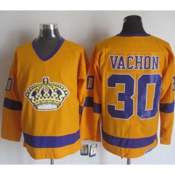 Kings #30 Rogie Vachon Yellow/Purple CCM Throwback Stitched NHL Jersey Kings #30 Rogie Vachon Yellow/Purple CCM Throwback Stitched NHL Jersey