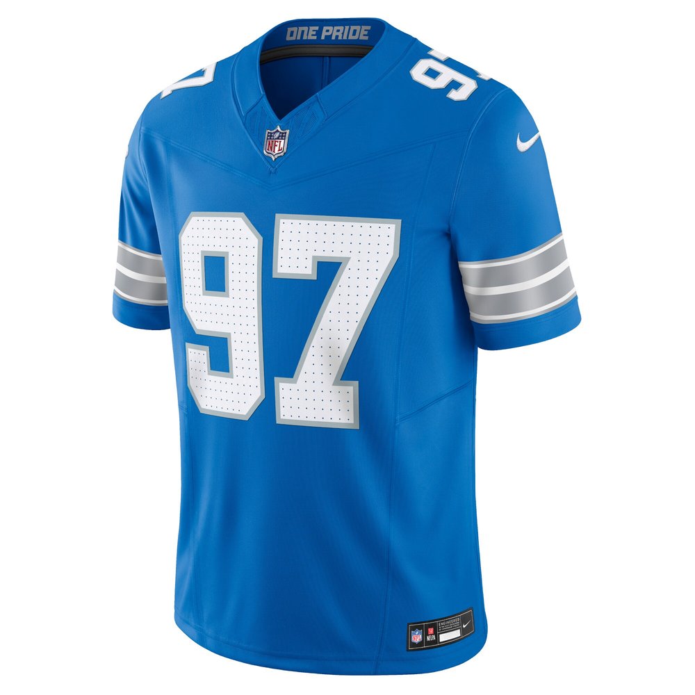 Men's Detroit Lions #97 Aidan Hutchinson Blue Vapor F.U.S.E. Limited Jersey