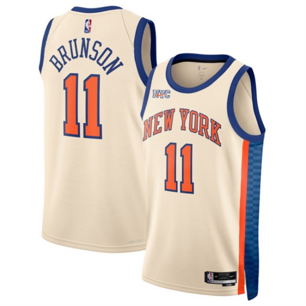 Men's New Yok Knicks #11 Jalen Brunson Cream 2025/26 City Edition Stitched Basketball Jersey