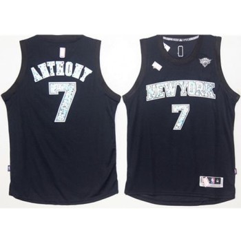 Knicks #7 Carmelo Anthony Black Diamond Fashion Stitched NBA Jersey
