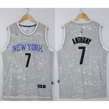 Knicks #7 Carmelo Anthony Grey City Light Stitched NBA Jersey