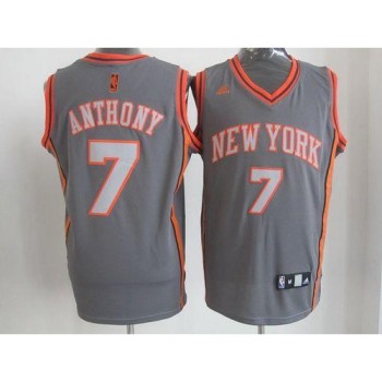 Knicks #7 Carmelo Anthony Grey Graystone Fashion Stitched NBA Jersey
