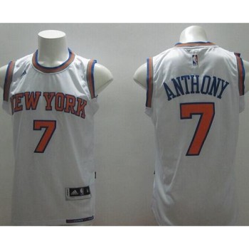 Knicks #7 Carmelo Anthony White Stitched NBA Jersey