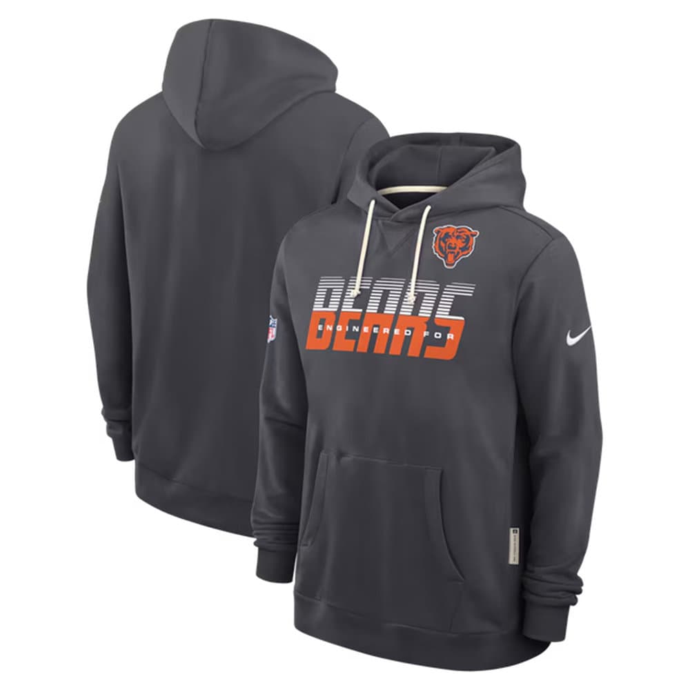 Men's Chicago Bears Charcoal Sideline Standard Issue Top Prospect Dri-FIT Hoodie Men's Chicago Bears Charcoal Sideline Standard Issue Top Prospect Dri-FIT Hoodie