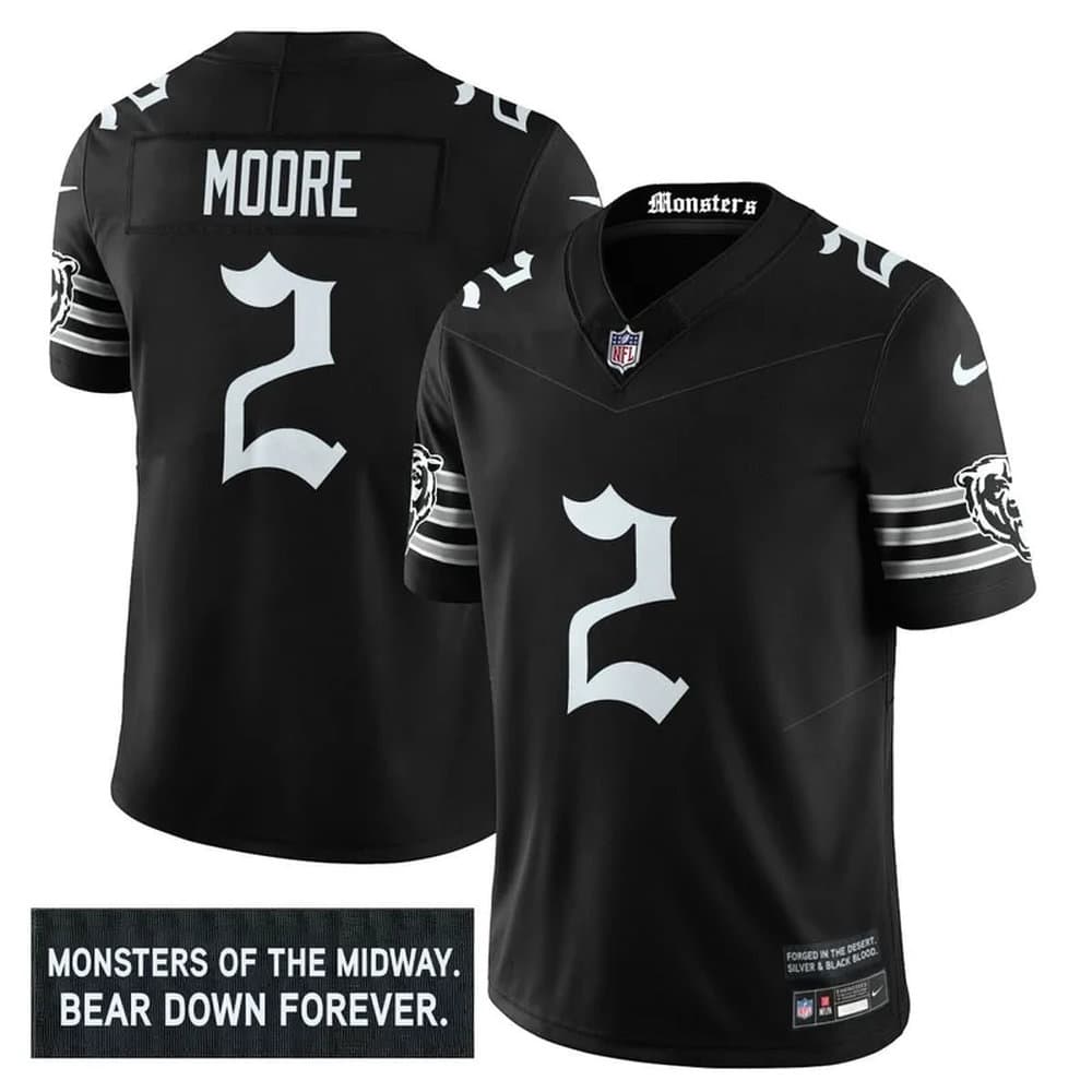 Men's Chicago Bears #2 DJ Moore Black 'Gothic Monsters Edition' Vapor F.U.S.E. Limited Jersey