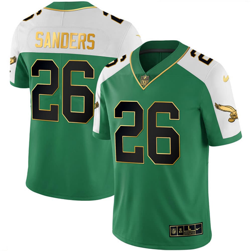 Men's Philadelphia Eagles #26 Miles Sanders Kelly Green Alternate Gold Vapor Limited Jersey Men's Philadelphia Eagles #26 Miles Sanders Kelly Green Alternate Gold Vapor Limited Jersey