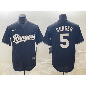 Men's Texas Rangers #5 Corey Seager Black Cool Base Stitched Baseball Jersey Men's Texas Rangers #5 Corey Seager Black Cool Base Stitched Baseball Jersey