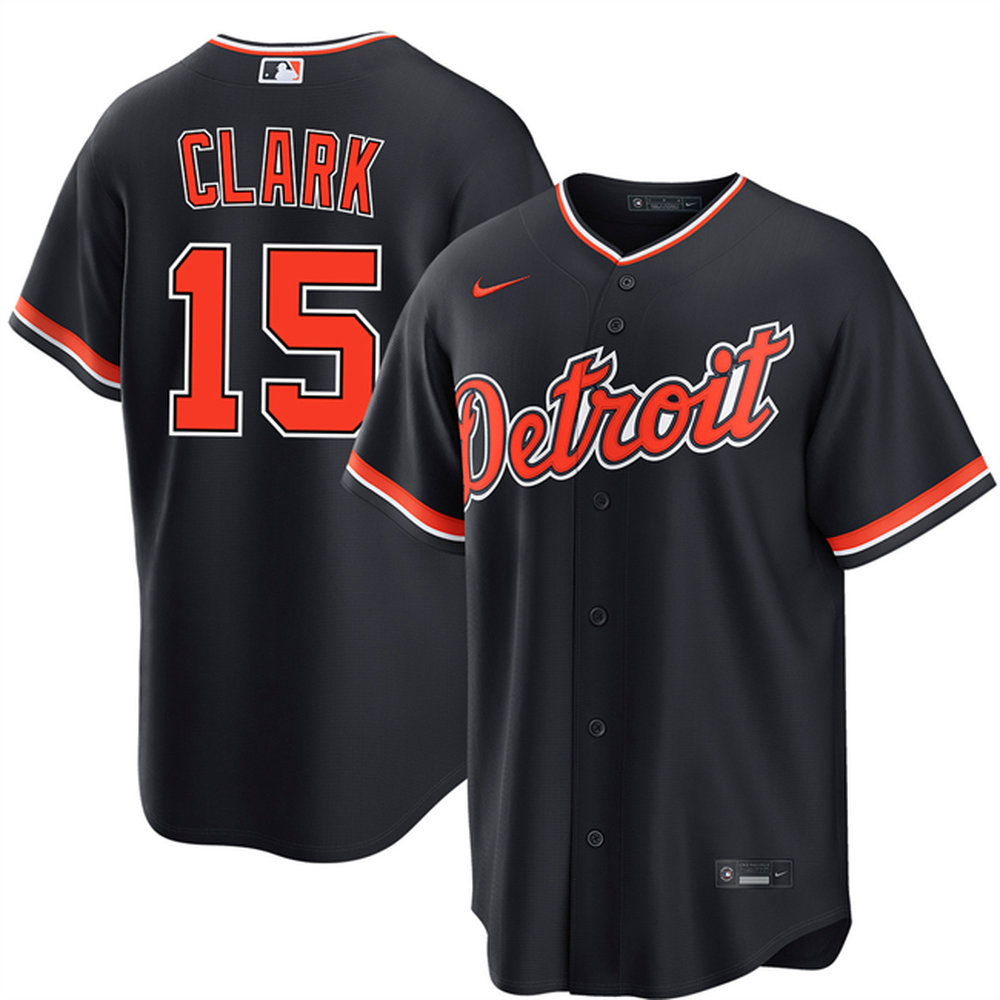 Men's Detroit Tigers #15 Max Clark Navy Alternate Baseball Jersey