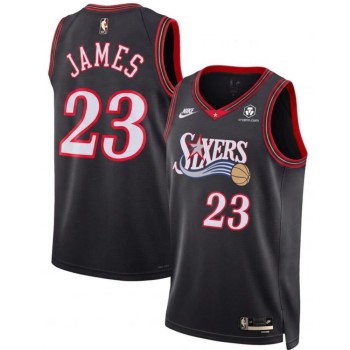 Men's Philadelphia 76ers #23 LeBron James Black 2026 Classic Edition With Patch Jersey
