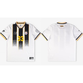 Men's Pittsburgh Steelers #33 White Football x Football V-Neck Jersey Men's Pittsburgh Steelers #33 White Football x Football V-Neck Jersey
