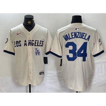 Men's Los Angeles Dodgers #34 Toro Valenzuela Cream Stitched Baseball Jersey Men's Los Angeles Dodgers #34 Toro Valenzuela Cream Stitched Baseball Jersey