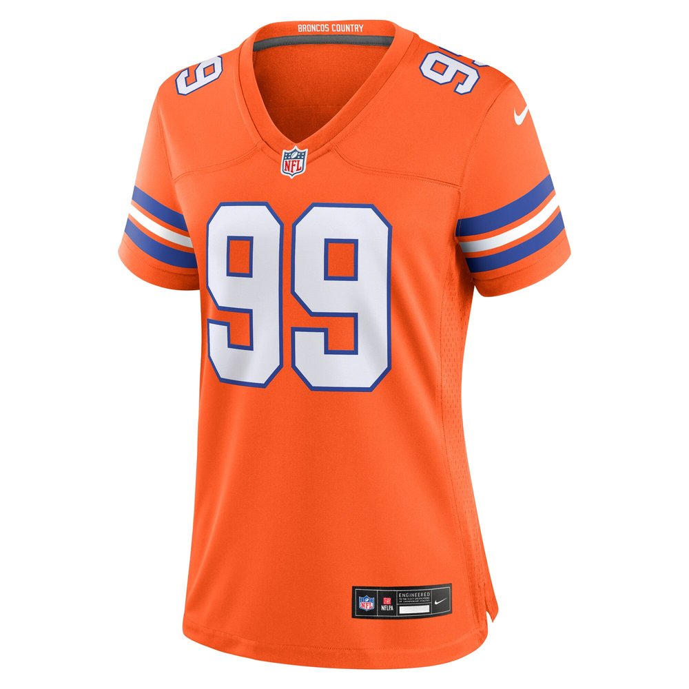 Women's Denver Broncos Zach Allen Orange Mile High Collection 1977 Throwback Player Game Jersey Women's Denver Broncos Zach Allen Orange Mile High Collection 1977 Throwback Player Game Jersey
