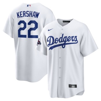 Men's Los Angeles Dodgers #22 Clayton Kershaw White 2024 World Series Champions Home Replica Player Jersey Men's Los Angeles Dodgers #22 Clayton Kershaw White 2024 World Series Champions Home Replica Player Jersey