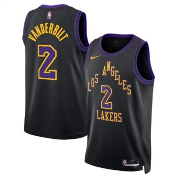 Men's Los Angeles Lakers #2 Jarred Vanderbilt Black 2025/26 City Edition Stitched Basketball Jersey