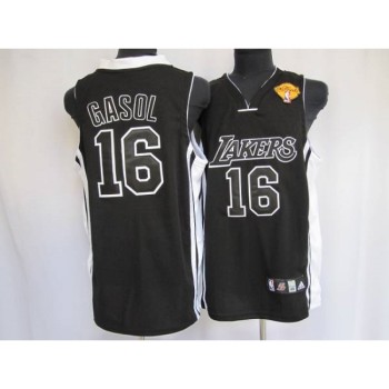 Lakers #16 Pau Gasol Stitched Black Shadow Final Patch NBA Jersey Lakers #16 Pau Gasol Stitched Black Shadow Final Patch NBA Jersey