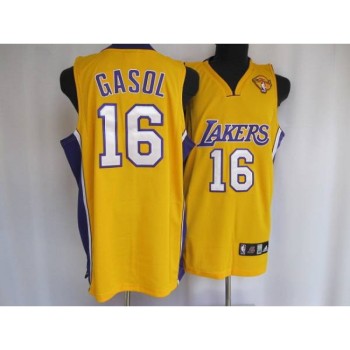 Lakers #16 Pau Gasol Stitched Yellow Final Patch NBA Jersey Lakers #16 Pau Gasol Stitched Yellow Final Patch NBA Jersey