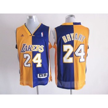 Lakers #24 Kobe Bryant Yellow/Purple Split Fashion Stitched NBA Jersey Lakers #24 Kobe Bryant Yellow/Purple Split Fashion Stitched NBA Jersey