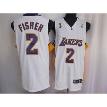 Lakers #2 Derek Fisher Stitched White Champion Patch NBA Jersey Lakers #2 Derek Fisher Stitched White Champion Patch NBA Jersey