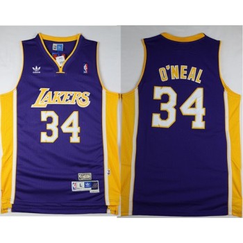 Lakers #34 Shaquille O'Neal Purple Throwback Stitched Jersey Lakers #34 Shaquille O'Neal Purple Throwback Stitched Jersey