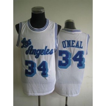 Lakers #34 Shaquille O'Neal White Throwback Stitched NBA Jersey Lakers #34 Shaquille O'Neal White Throwback Stitched NBA Jersey