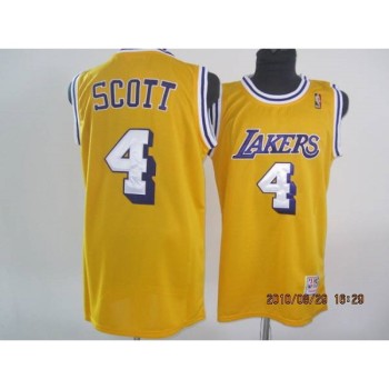 Lakers #4 Byron Scott Stitched Yellow Throwback NBA Jersey Lakers #4 Byron Scott Stitched Yellow Throwback NBA Jersey
