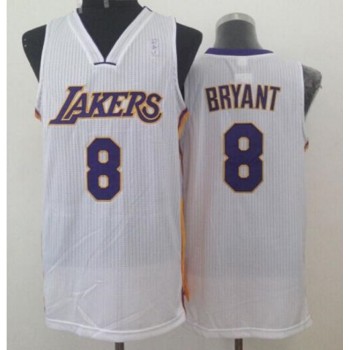 Lakers #8 Kobe Bryant White Throwback Stitched NBA Jersey Lakers #8 Kobe Bryant White Throwback Stitched NBA Jersey