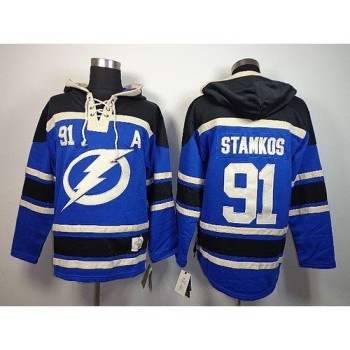 Lightning #91 Steven Stamkos Blue Sawyer Hooded Sweatshirt Stitched NHL Jersey Lightning #91 Steven Stamkos Blue Sawyer Hooded Sweatshirt Stitched NHL Jersey