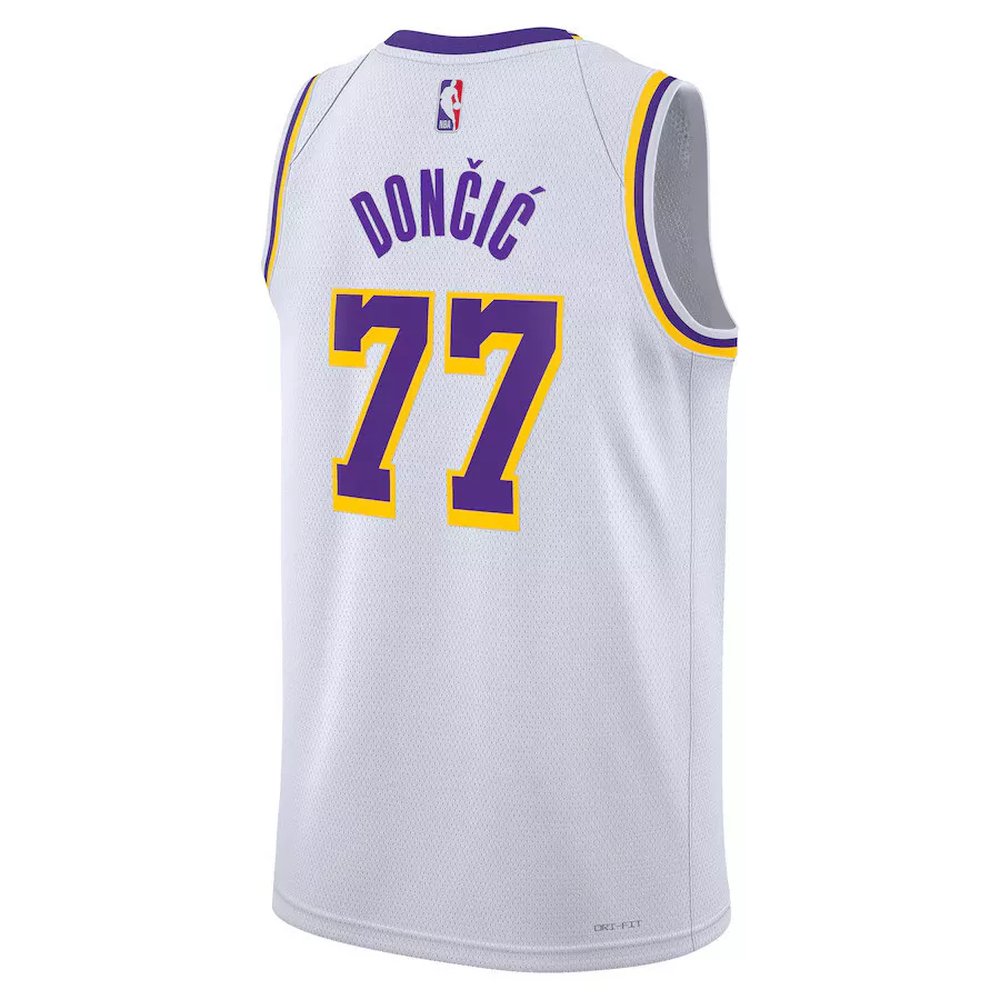 Unisex Los Angeles Lakers #77 Luka Doncic White Swingman City Edition Jersey