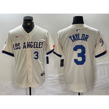 Men's Los Angeles Dodgers #3 Chris Taylor Cream Stitched Baseball Jersey Men's Los Angeles Dodgers #3 Chris Taylor Cream Stitched Baseball Jersey