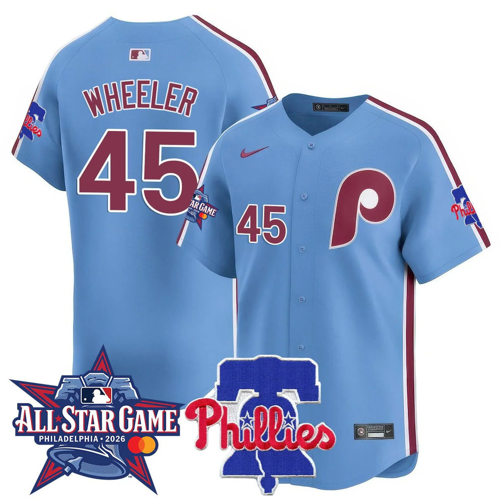 Men's Philadelphia Phillies #45 Zack Wheeler Light Blue 2026 MLB All-Star Jersey Men's Philadelphia Phillies #45 Zack Wheeler Light Blue 2026 MLB All-Star Jersey