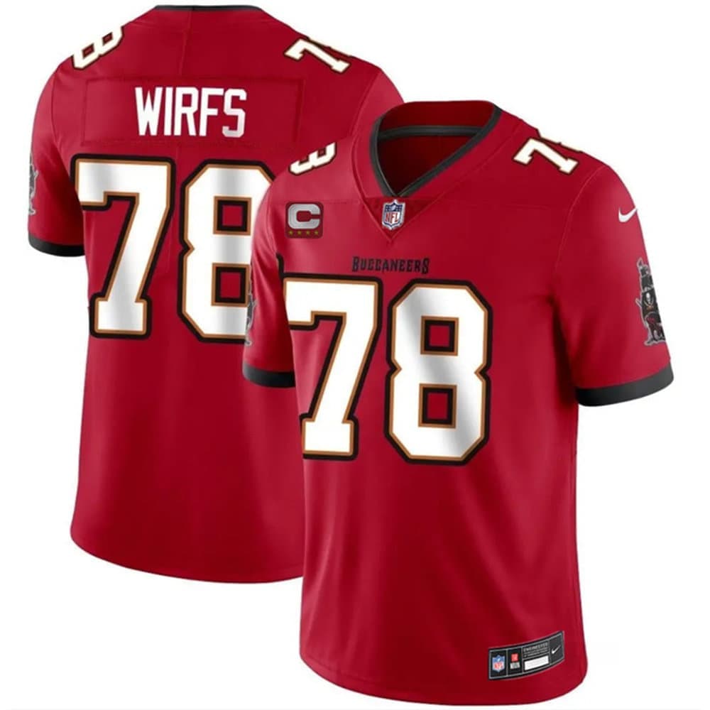 Men's Tampa Bay Buccaneers #78 Tristan Wirfs Red 2026 With 4-Star C Patch Vapor Limited Jersey Men's Tampa Bay Buccaneers #78 Tristan Wirfs Red 2026 With 4-Star C Patch Vapor Limited Jersey