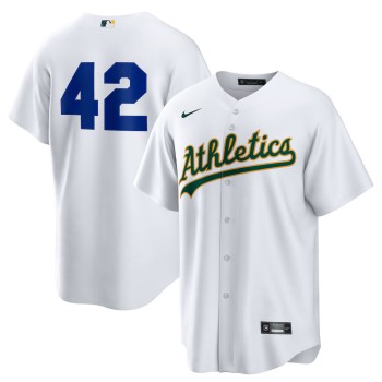 Men's Oakland Athletics #42 Jackie Robinson Nike White Home 2025 Jackie Robinson Day Replica Jersey Men's Oakland Athletics #42 Jackie Robinson Nike White Home 2025 Jackie Robinson Day Replica Jersey