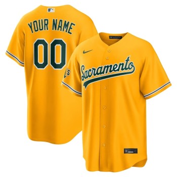 Men's Oakland Athletics Yellow Stitched Baseball Custom Jersey