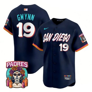 Men's San Diego Padres #19 Tony Gwynn Navy 2026 City Connect Stitched Jersey-Button Up Men's San Diego Padres #19 Tony Gwynn Navy 2026 City Connect Stitched Jersey-Button Up