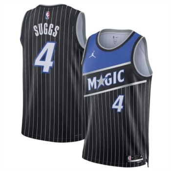 Men's Orlando Magic #4 Jalen Suggs Black 2025 Statement Edition Stitched Basketball Jersey