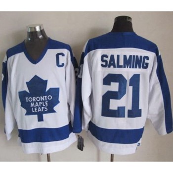 Maple Leafs #21 Borje Salming White/Blue CCM Throwback Stitched NHL Jersey Maple Leafs #21 Borje Salming White/Blue CCM Throwback Stitched NHL Jersey