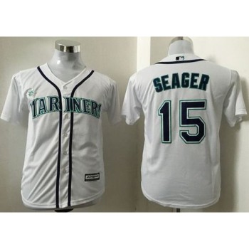 Mariners #15 Kyle Seager White Cool Base Stitched Youth MLB Jersey