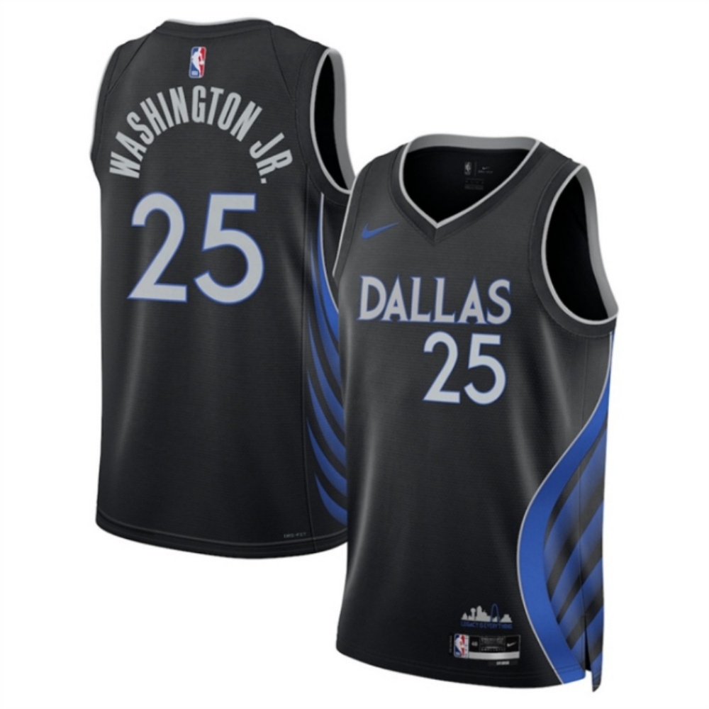 Men's Dallas Mavericks #25 P.J. Washington Black 2025/26 City Edition Stitched Basketball Jersey