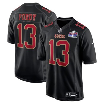 Men's San Francisco 49ers #13 Brock Purdy Black Super Bowl LVIII Carbon Fashion Game Player Jersey Men's San Francisco 49ers #13 Brock Purdy Black Super Bowl LVIII Carbon Fashion Game Player Jersey