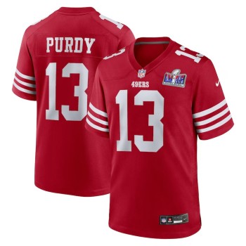 Men's San Francisco 49ers #13 Brock Purdy Scarlet Super Bowl LVIII Game Jersey Men's San Francisco 49ers #13 Brock Purdy Scarlet Super Bowl LVIII Game Jersey