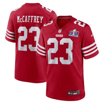 Men's San Francisco 49ers #23 Christian McCaffrey Scarlet Super Bowl LVIII Game Jersey