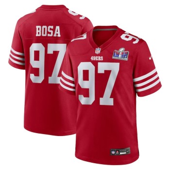 Men's San Francisco 49ers #97 Nick Bosa Scarlet Super Bowl LVIII Game Jersey Men's San Francisco 49ers #97 Nick Bosa Scarlet Super Bowl LVIII Game Jersey