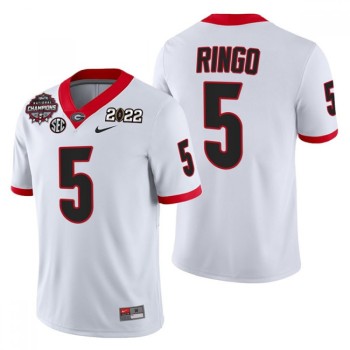 Men's Georgia Bulldogs #5 Kelee Ringo 2021/22 CFP National Champions White College Football Stitched Jersey Men's Georgia Bulldogs #5 Kelee Ringo 2021/22 CFP National Champions White College Football Stitched Jersey