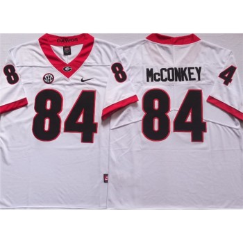 Men's Georgia Bulldogs #84 McCONKEY White College Football Stitched Jersey Men's Georgia Bulldogs #84 McCONKEY White College Football Stitched Jersey