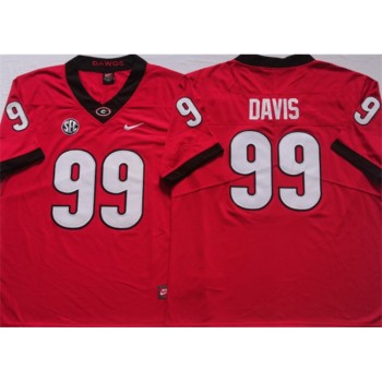 Men's Georgia Bulldogs #99 DAVIS Red College Football Stitched Jersey Men's Georgia Bulldogs #99 DAVIS Red College Football Stitched Jersey