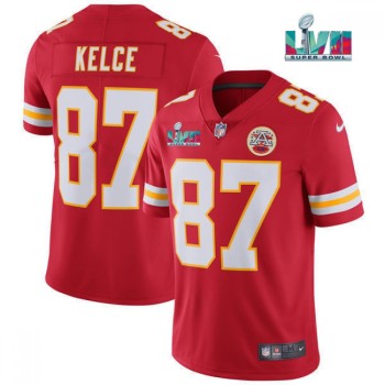 Men's Kansas City Chiefs #87 Travis Kelce Red Super Bowl LVII Patch Vapor Untouchable Limited Stitched Jersey Men's Kansas City Chiefs #87 Travis Kelce Red Super Bowl LVII Patch Vapor Untouchable Limited Stitched Jersey