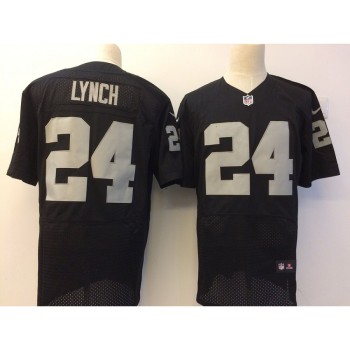 Men's Oakland Raiders #24 Marshawn Lynch Black 2017 Stitched NFL Elite Jersey Men's Oakland Raiders #24 Marshawn Lynch Black 2017 Stitched NFL Elite Jersey
